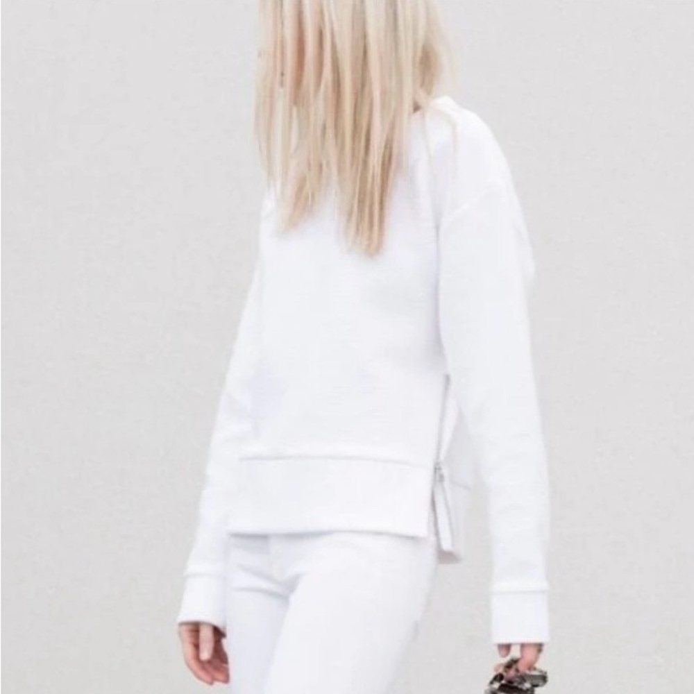 Aritzia Wilfred Free Zuzanna Side Zip Sweater White  Top 100% Cotton Size XSmall